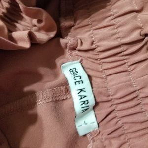 Salmon paper bag pants